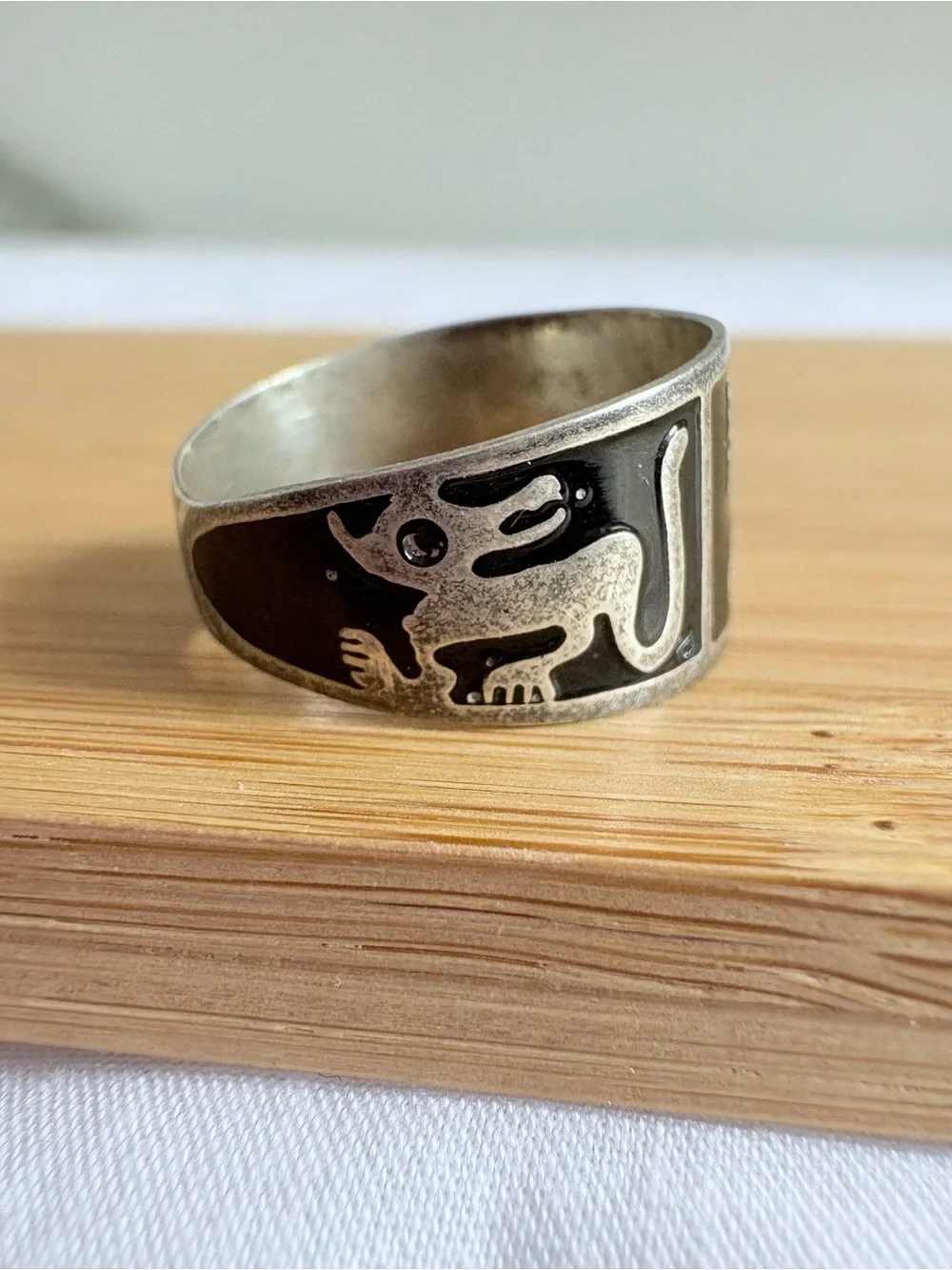 Sterling Silver Black Tribal Women’s Band Ring Size 6.5